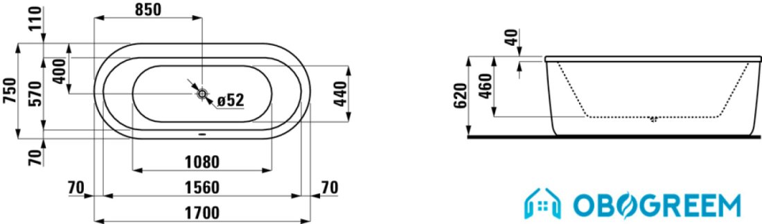 Ванна Laufen Solutions 170x75 [2.2251.2.000.000.1]