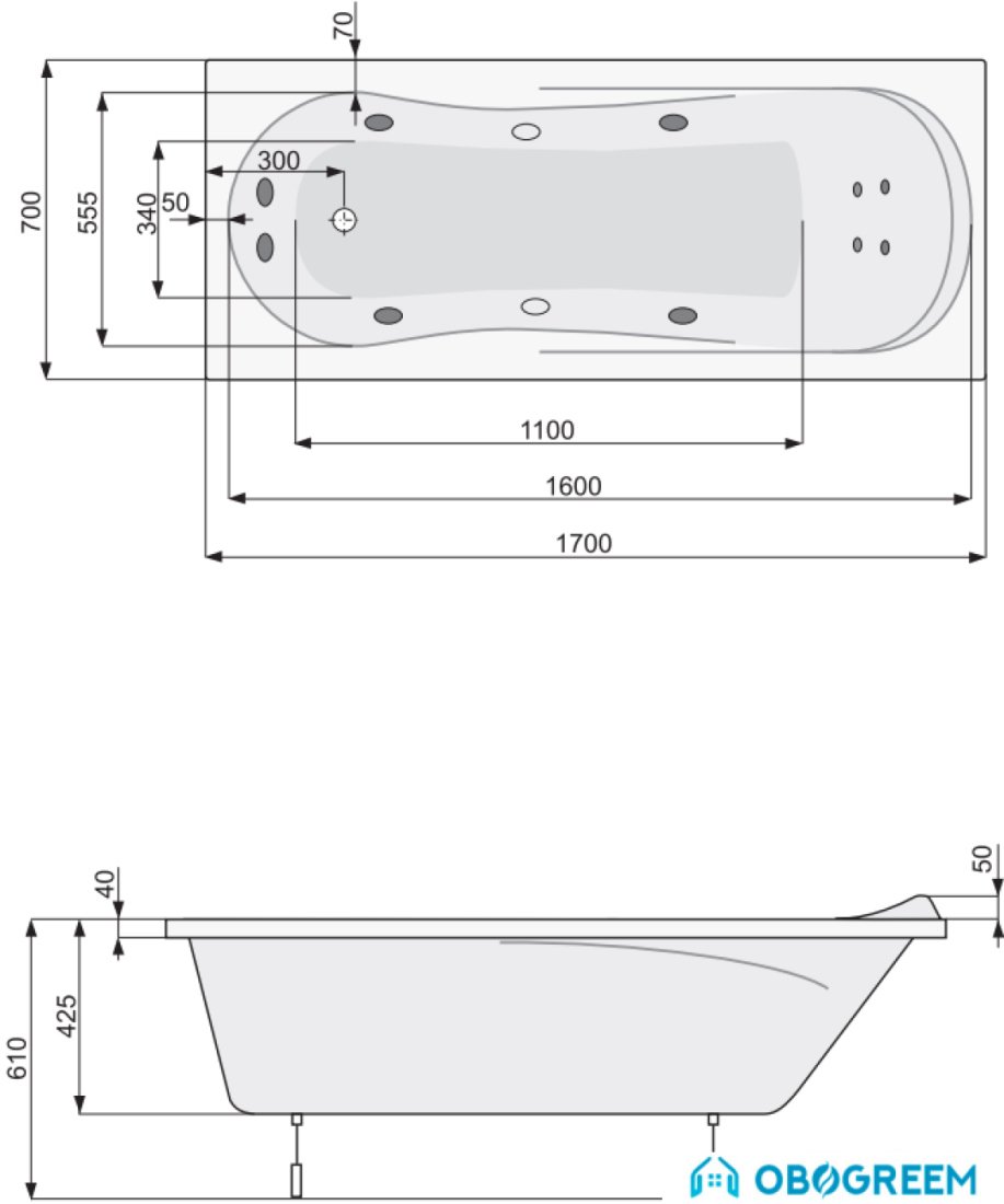 Ванна Poolspa Muza 170x70 Titanium PHPD710STTC0000