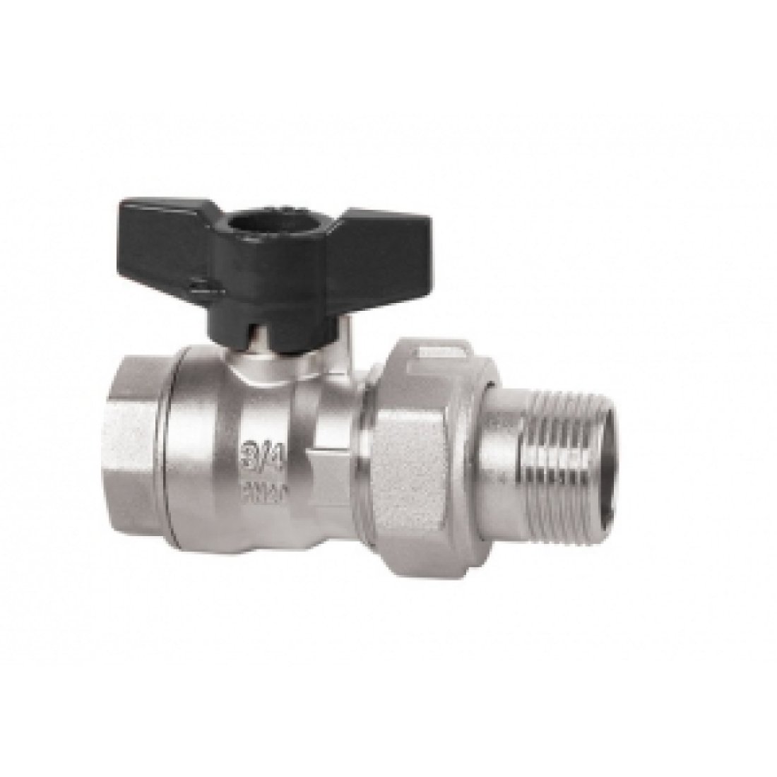 Кран шаровой полнопроходной ELSEN Strong T 3201 - 1/2" (НР/ВР, PN40,Tmax 150°С,ручка-бабочка черная)