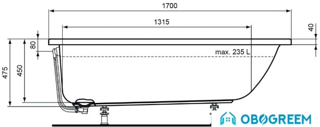 Ванна Ideal Standard Connect Air 170x45 E106401 170