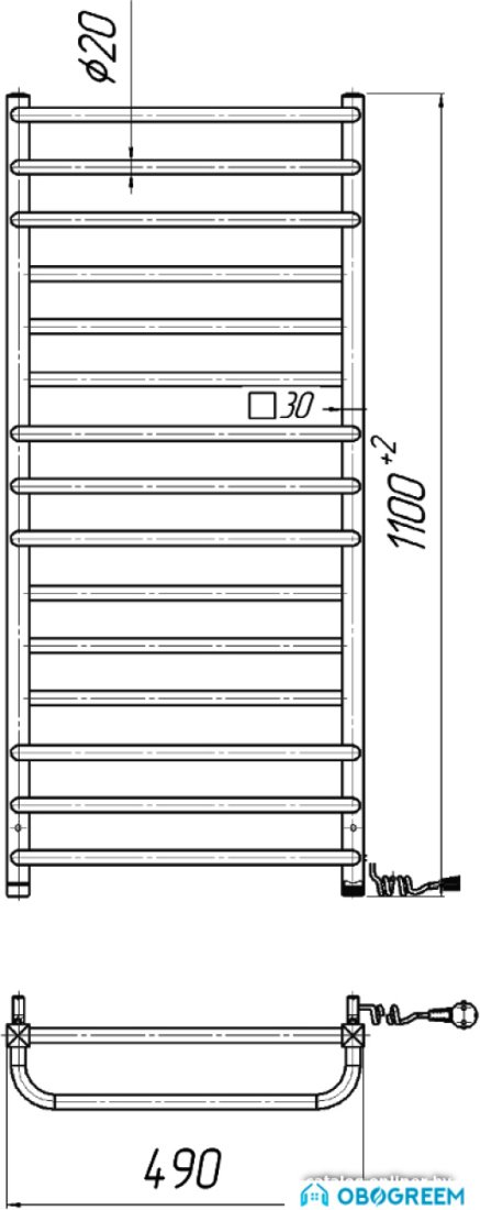 Полотенцесушитель Марио Премиум Люкс-I 110x50