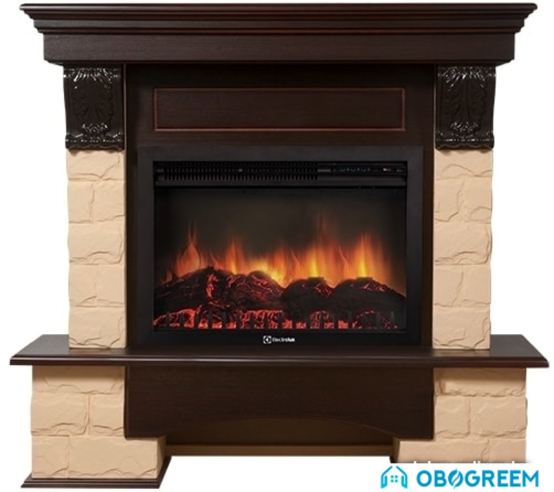 Портал Firelight Forte 25S (камень бежевый/шпон темный дуб)