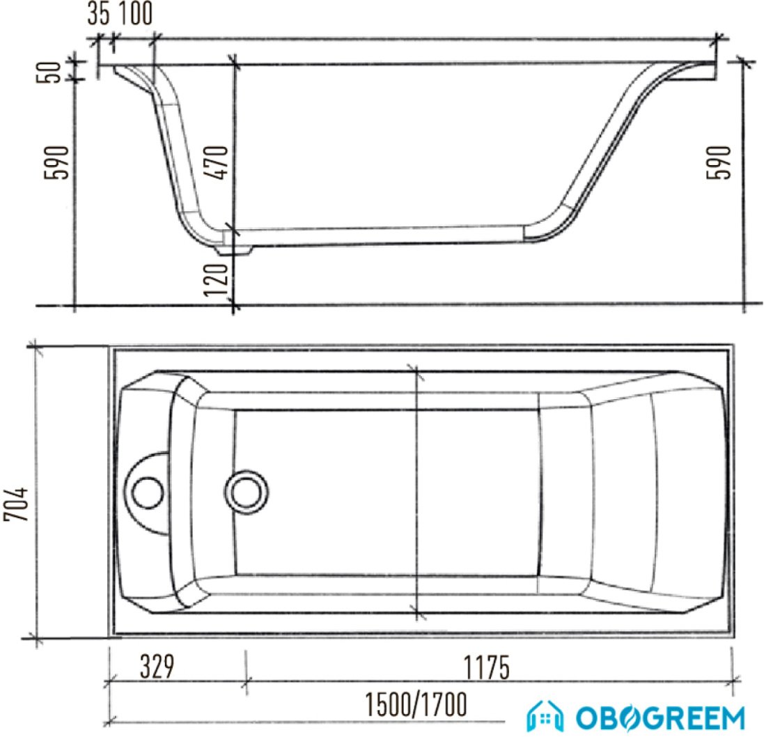 Ванна Eurolux Qwatry 150x70