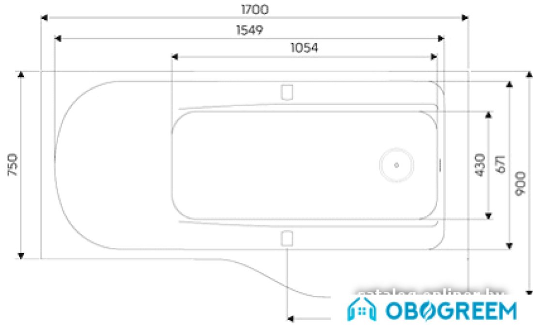 Ванна Kolo Comfort Plus 170x75 правая с ручками [XWA1470000]