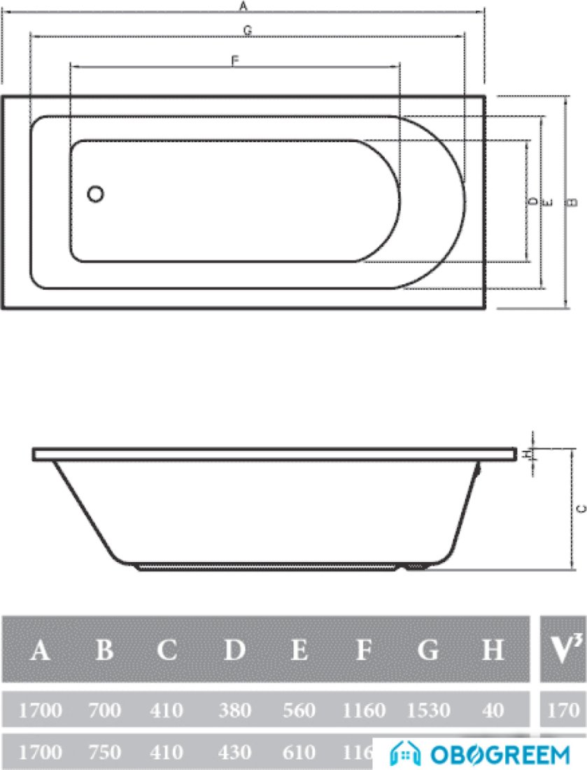 Ванна Alpen Fontana 170x70 (AVB0007)