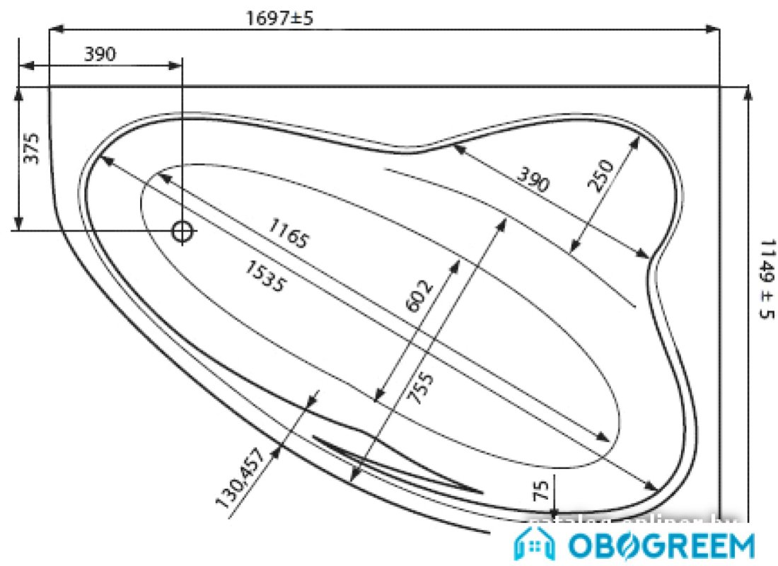 Ванна Jika Constance 170x115 Comfort (левый) [2.3378.1.000.671.1]