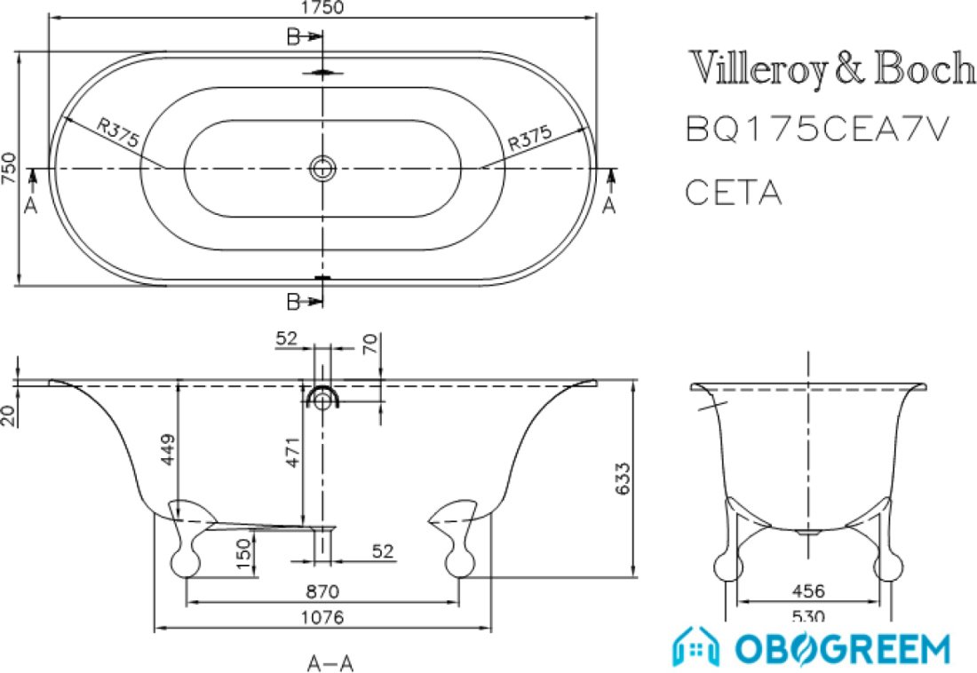 Ванна Villeroy & Boch Ceta 175x75