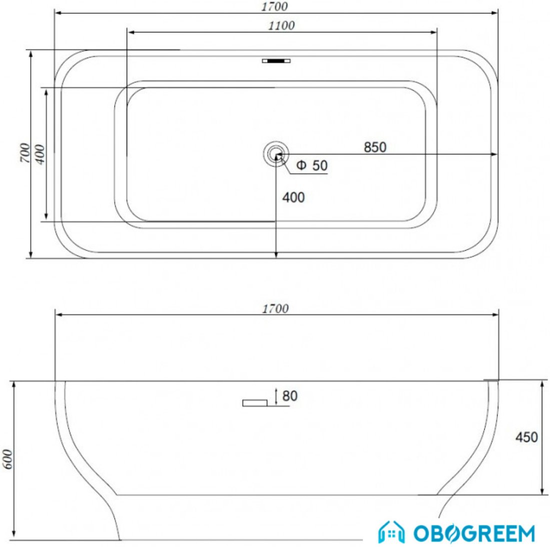 Ванна Gemy G9220 170х70