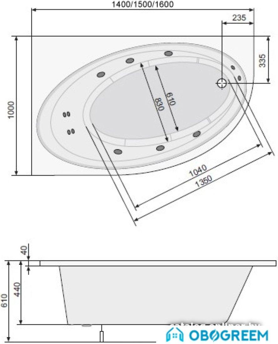 Ванна Poolspa Orbita 150x100 L Economy 2 PHAO410SO2C0000