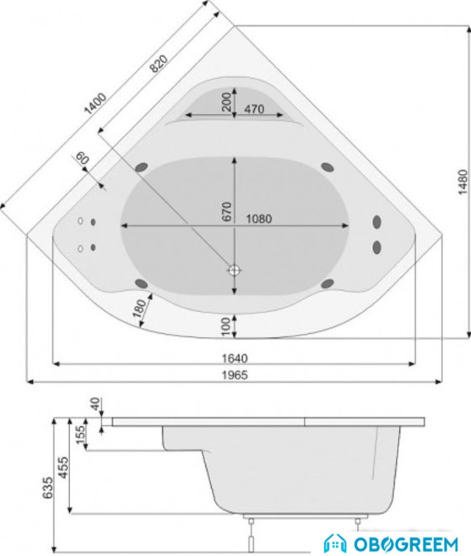 Ванна Poolspa Klio Sym 140x140 Economy 1 PHS3610SO1C0000