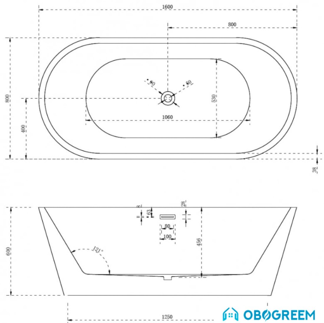 Ванна Abber AB9203-1.6 160x80