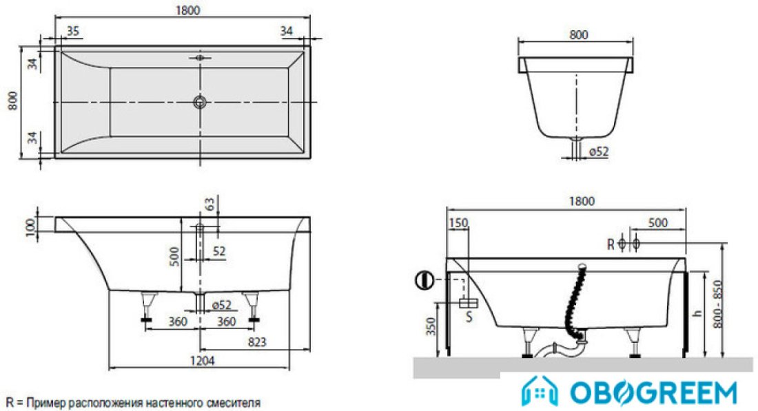 Ванна Villeroy & Boch City Life (BQ180CIT2FBV) 180x80