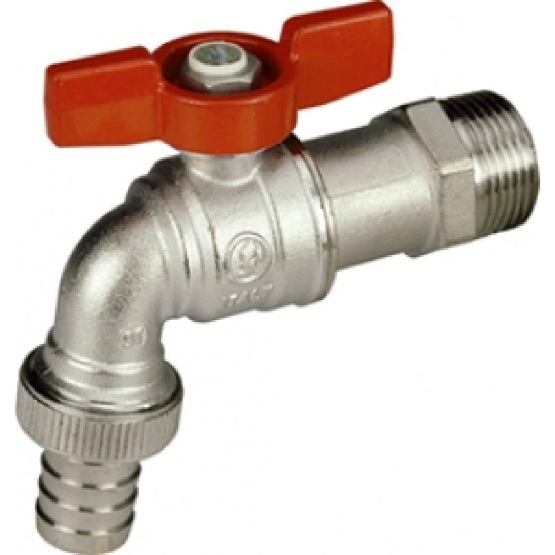Кран сливной водоразборный Giacomini R620 - 1/2" (НР/Штуцер, ручка-бабочка красная)
