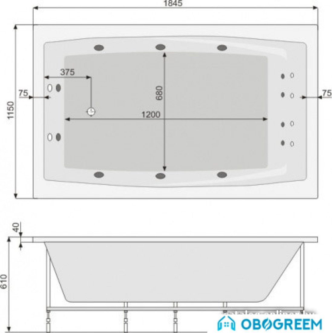 Ванна Poolspa Fantasy 185 x 115