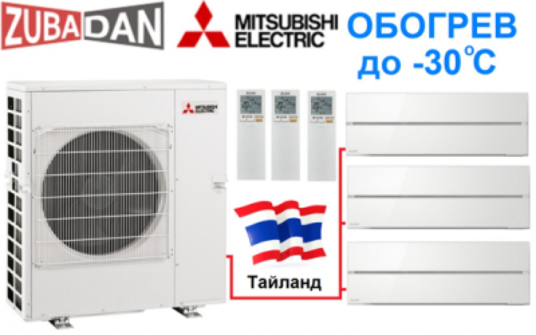 Тепловой насос Mitsubishi Electric MXZ-4E83VAHZ + 3 внутренних блока типа Premium LN (25+25+25) (белый)