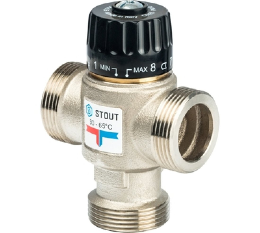 SVM-0025-356532 STOUT Трехходовой смесительный клапан для систем отопления и ГВС 1 1/4"  НР   30-65°С KV 3,5
