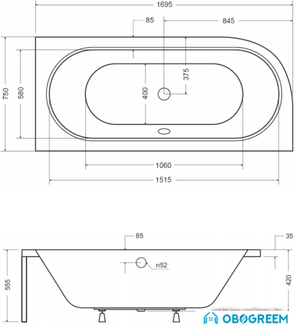 Ванна Besco Avita R 170x75