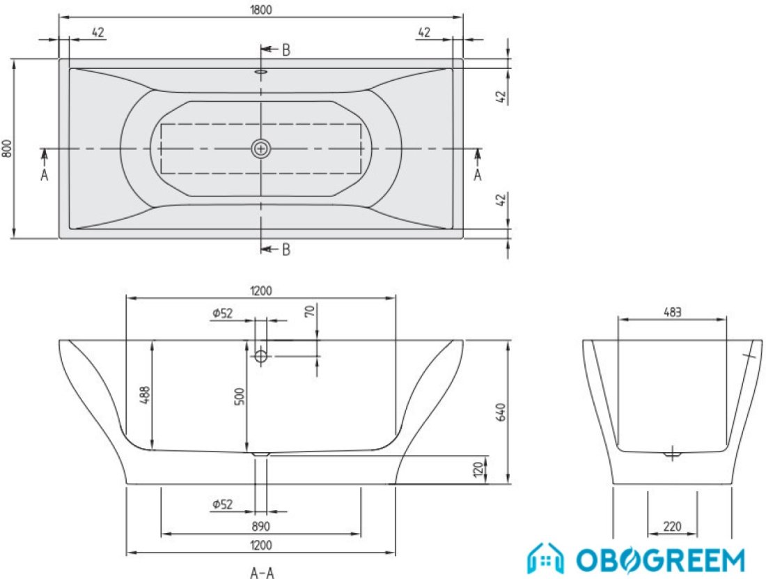 Ванна Villeroy & Boch La Belle 180x80 UBQ180LAB9W1V-01