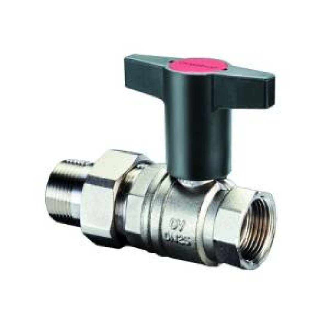 Кран шаровой полнопроходной Oventrop Optibal - 1/2" (ВР/НГ, PN16, Tmax 100°C, ручка-маховик черная)