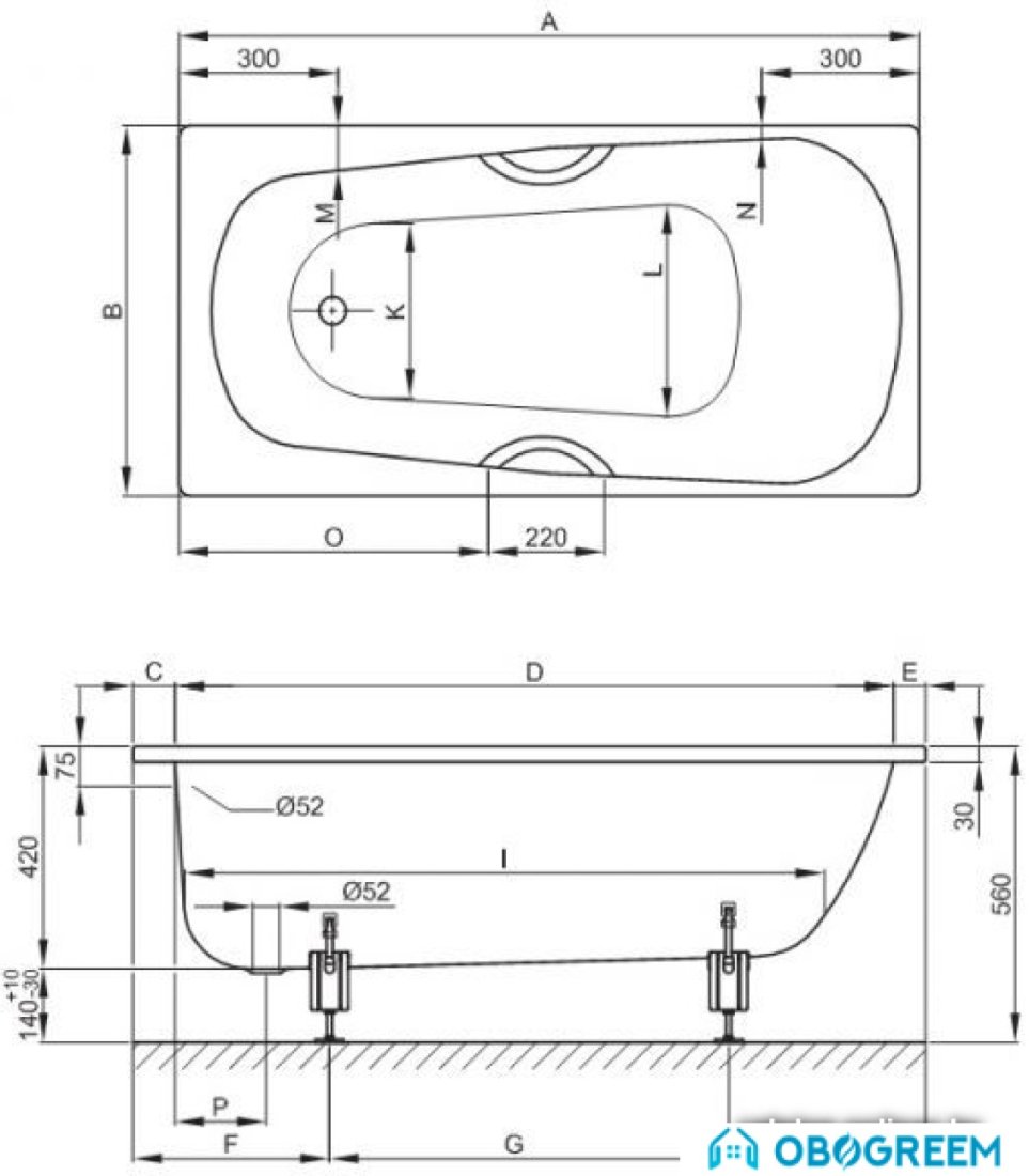 Ванна Bette Form Safe 170x75 3710-000 2GR