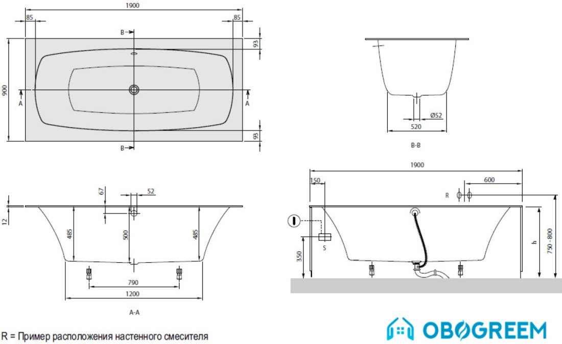 Ванна Villeroy & Boch My Art Emotion Duo (BQ199MYA2C1V) 190x90