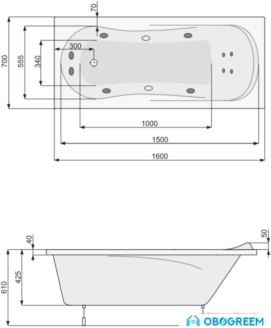 Ванна Poolspa Muza 160x70 Economy 1 PHPD610SO1C0000