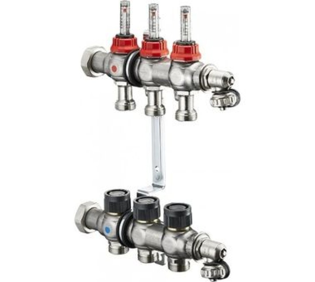 OVENTROP  Группа коллекторная Oventrop "Multidis SF 3" со встроенными ротаметрами на 3 контура