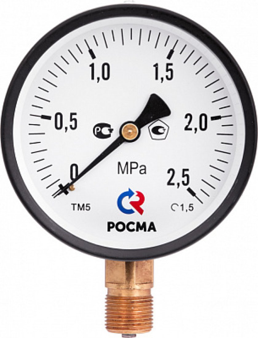 Манометр Росма TM-510P Ду 100 с нижним подключением (150 ) 1/2, 0-10 бар