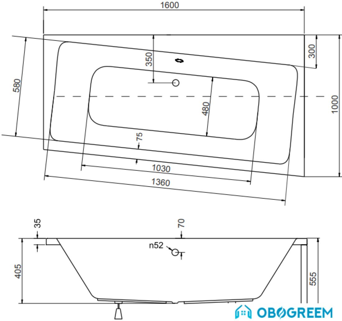 Ванна Besco Infinity R 160x100