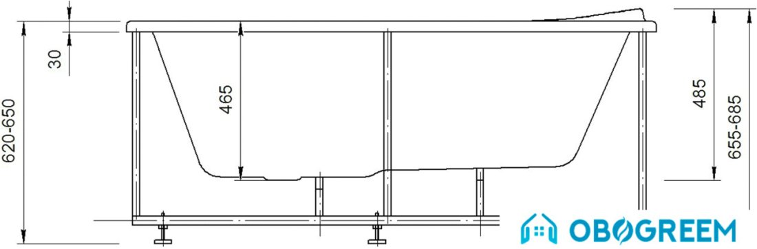 Ванна Aquatek Афродита 150x70 (правая, с экраном)