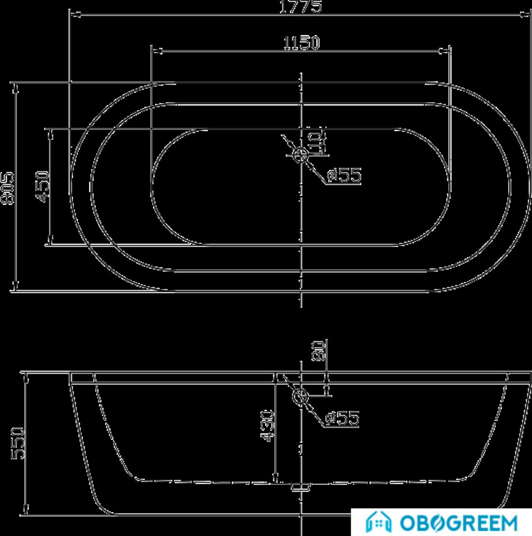 Ванна BelBagno BB12 177.5x80.5