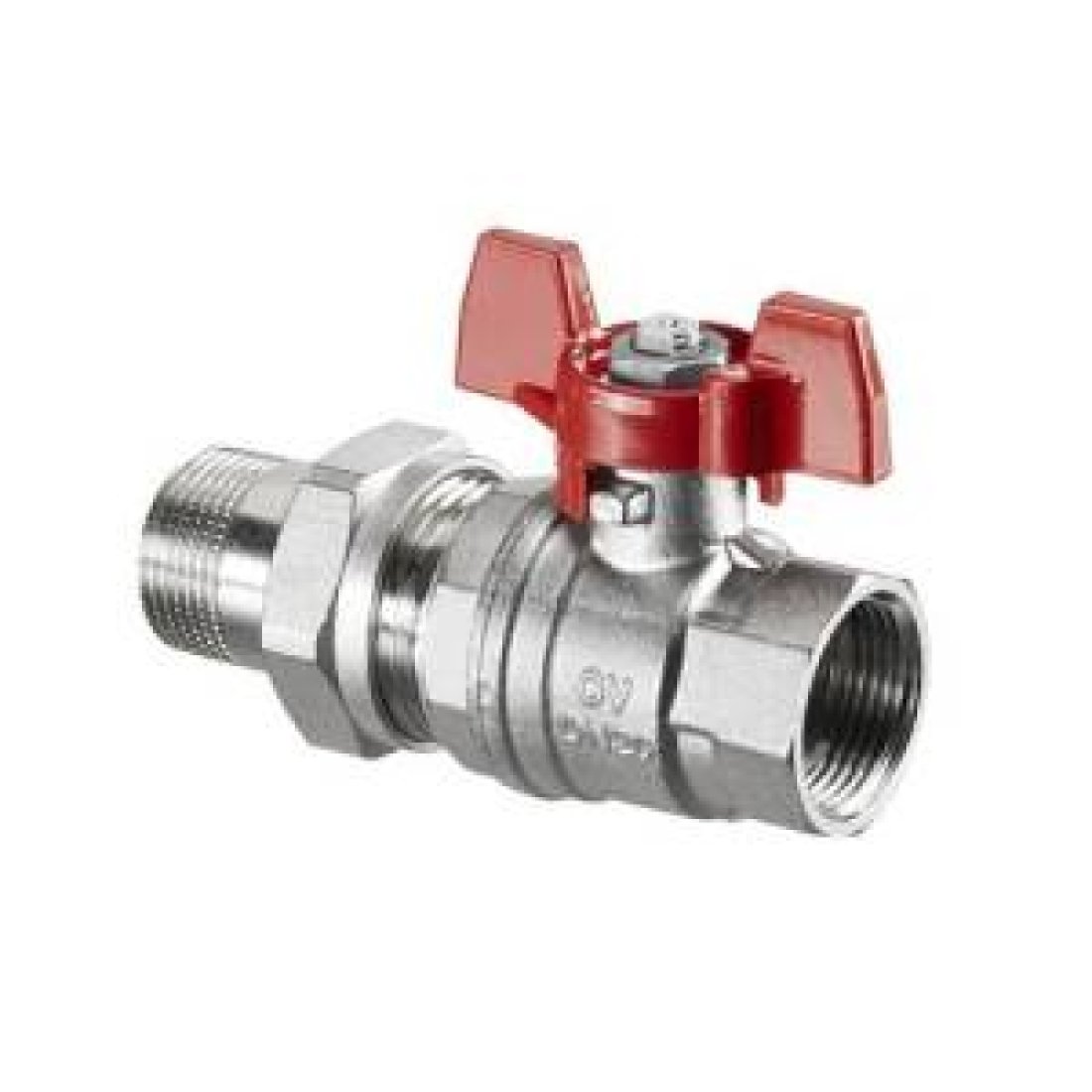 Кран шаровой полнопроходной Oventrop Optibal - 3/4" (ВР/НГ, PN16, Tmax 100°C, ручка-бабочка красная)
