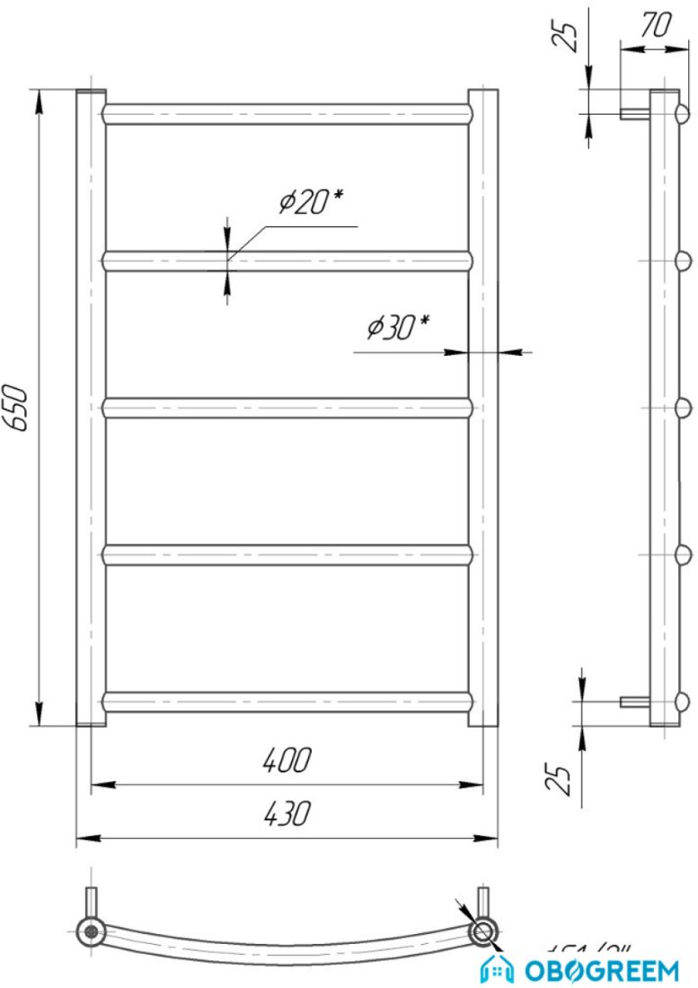 Полотенцесушитель Марио Классик HP 65x43