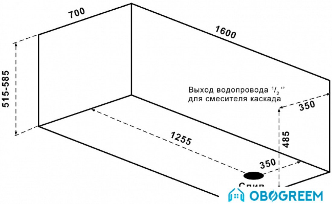 Ванна BAS Гоа 160х70