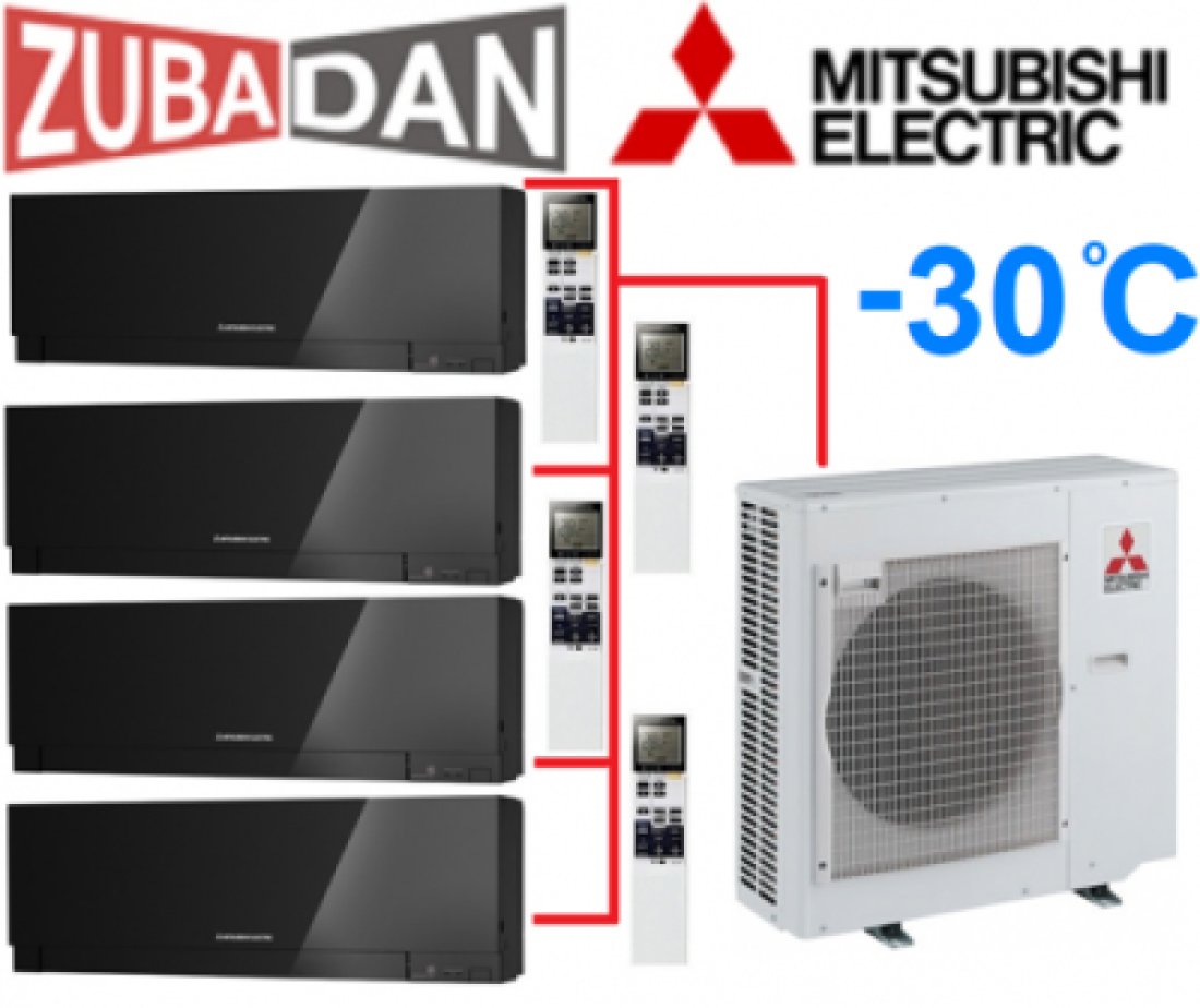 Тепловой насос Mitsubishi Electric MXZ-4E83VAHZ + 4 внутренних блока типа Design EF (25+25+25+25) (черный)