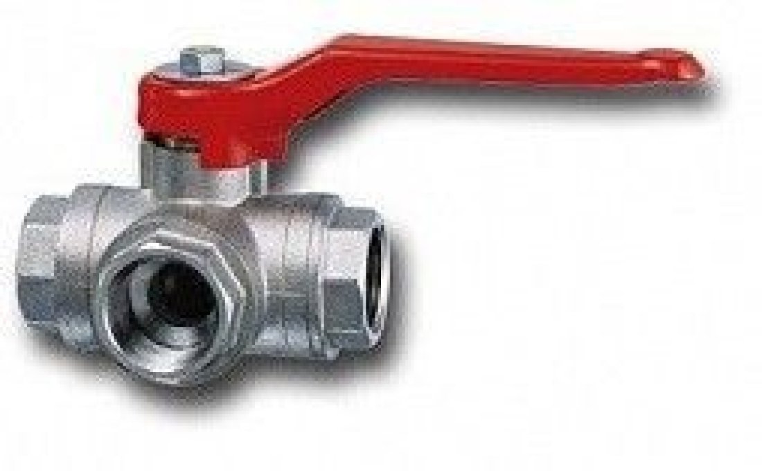 Кран шаровой треходовой 21T 1/4" тип T полнопроходной PN40 ВВВ рычаг Cimberio