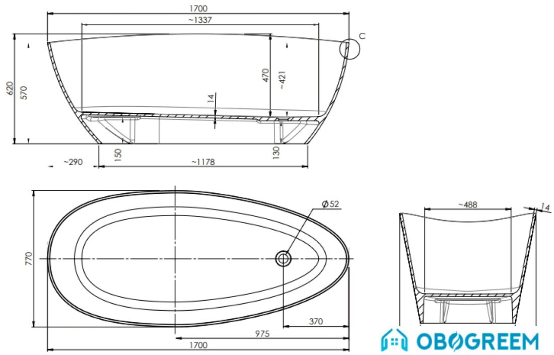 Ванна Omnires Marble+ Barcelona XL BP