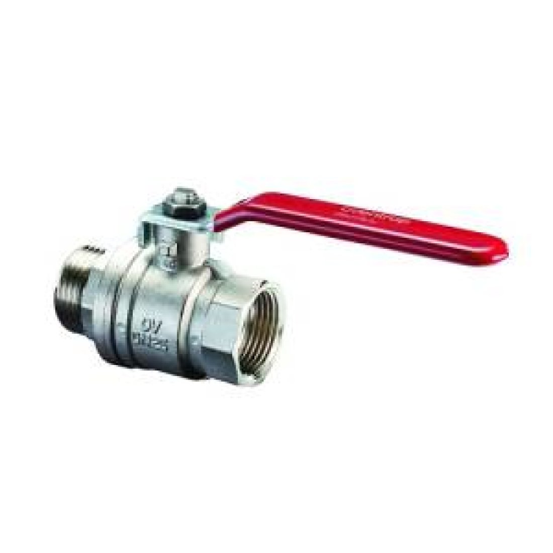 Кран шаровой полнопроходной Oventrop Optibal - 3/8" (НР/ВР, PN16, Tmax 100°C, ручка-рычаг красная)