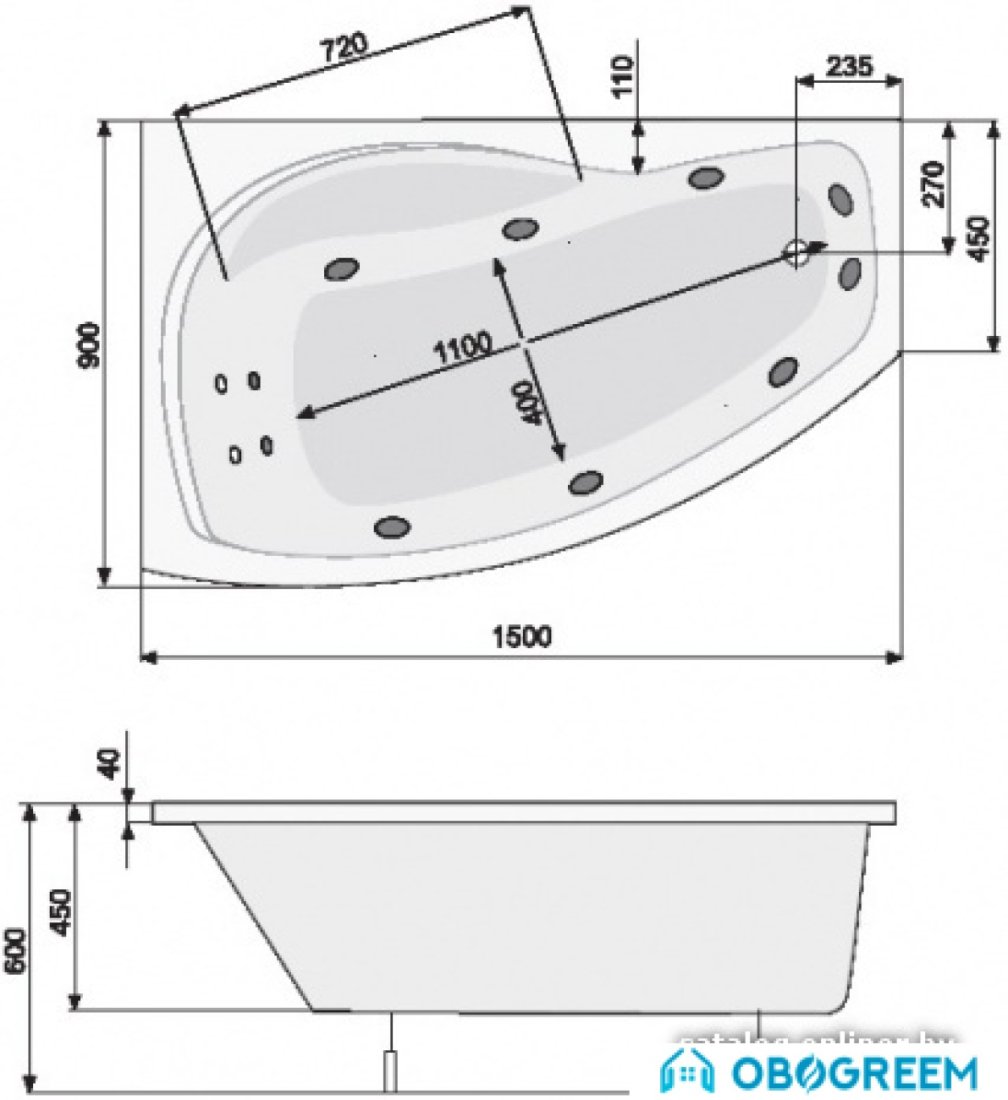 Ванна Poolspa Nicole 150 x 90