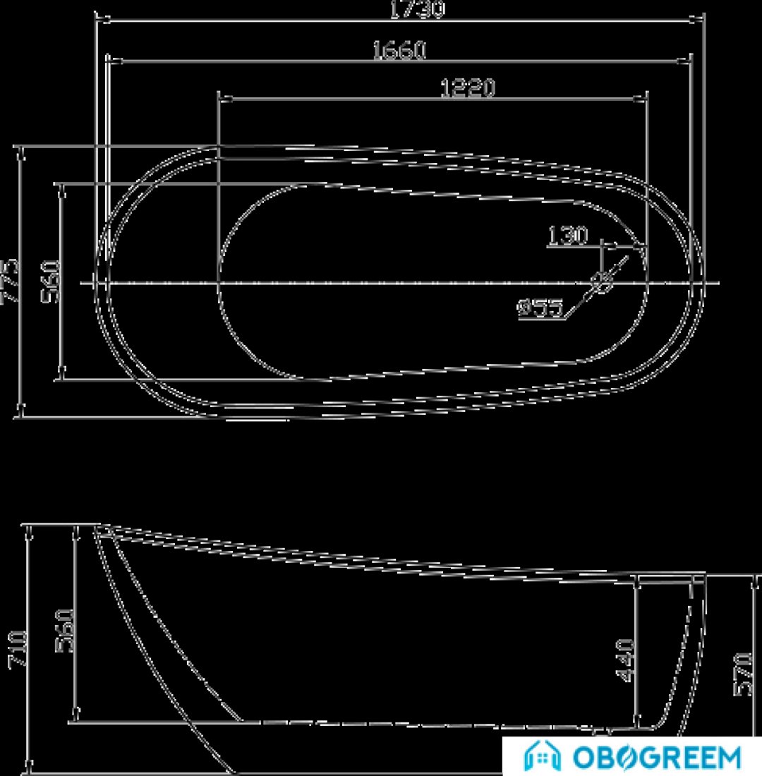 Ванна BelBagno BB15 173x77.5