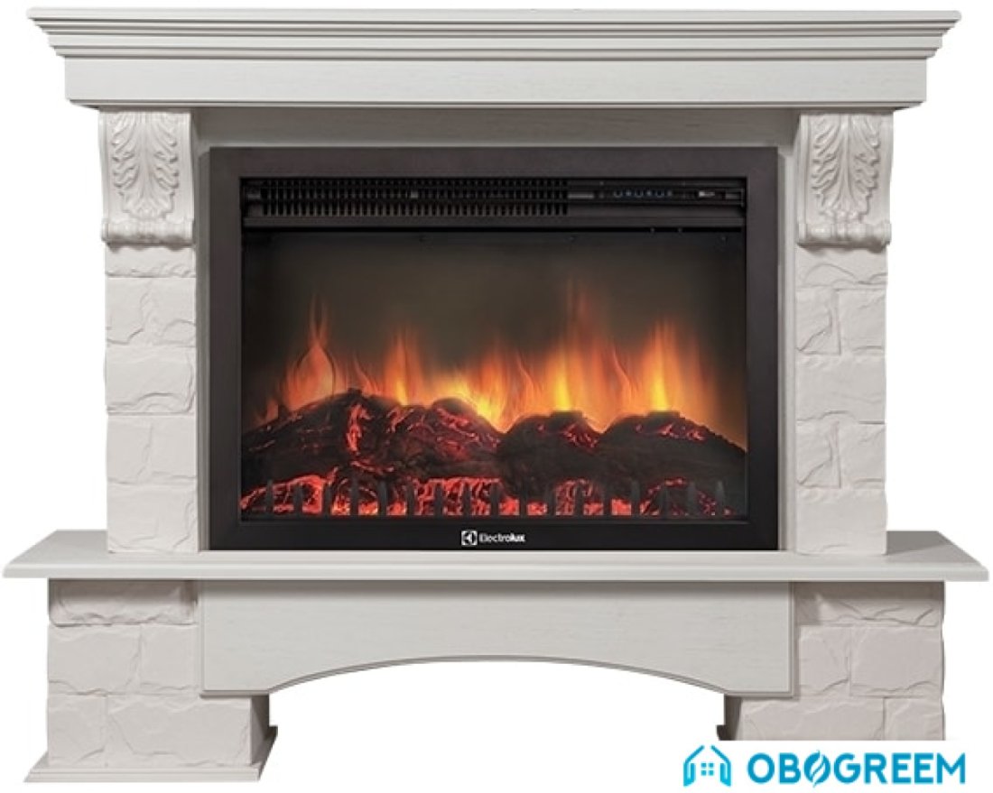 Портал Firelight Forte 30S (камень белый/шпон беленый дуб)