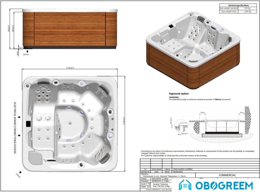 Ванна Aquavia Spa Soft (sterling/walnut woodermax)