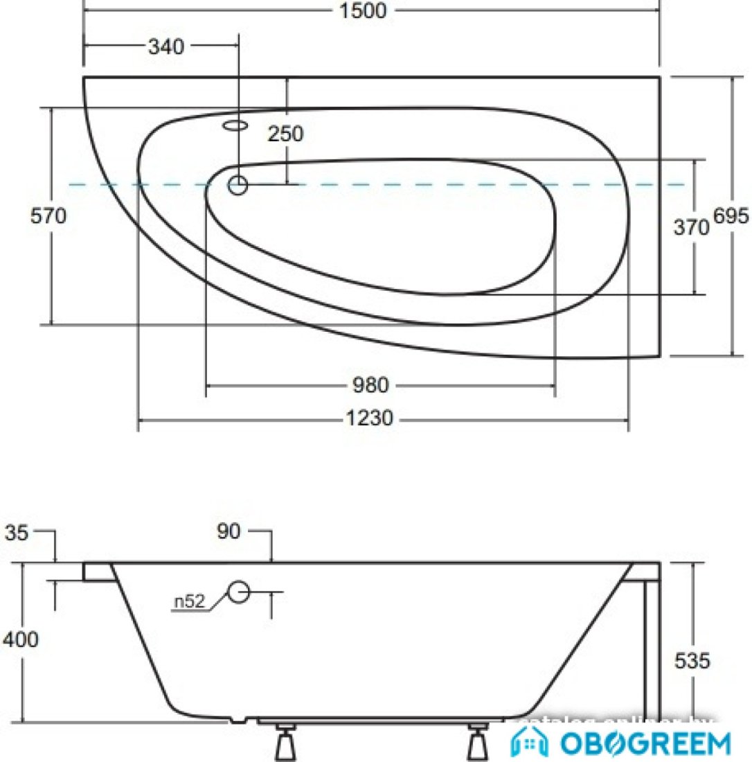 Ванна Besco Milena 150x70 R