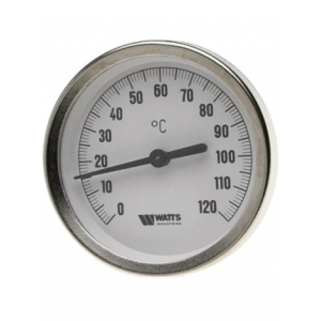 Термометр биметаллический аксиальный WATTS F+R801 OR - 1/2" (D-80 мм, шкала 0-120°C, гильза 50 мм)