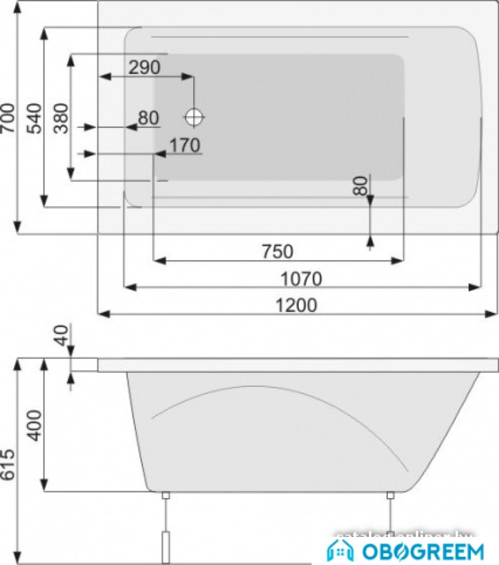 Ванна Poolspa Klio 120 x 70