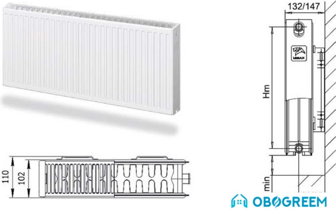 Стальной панельный радиатор Лемакс Compact 22 300x1800