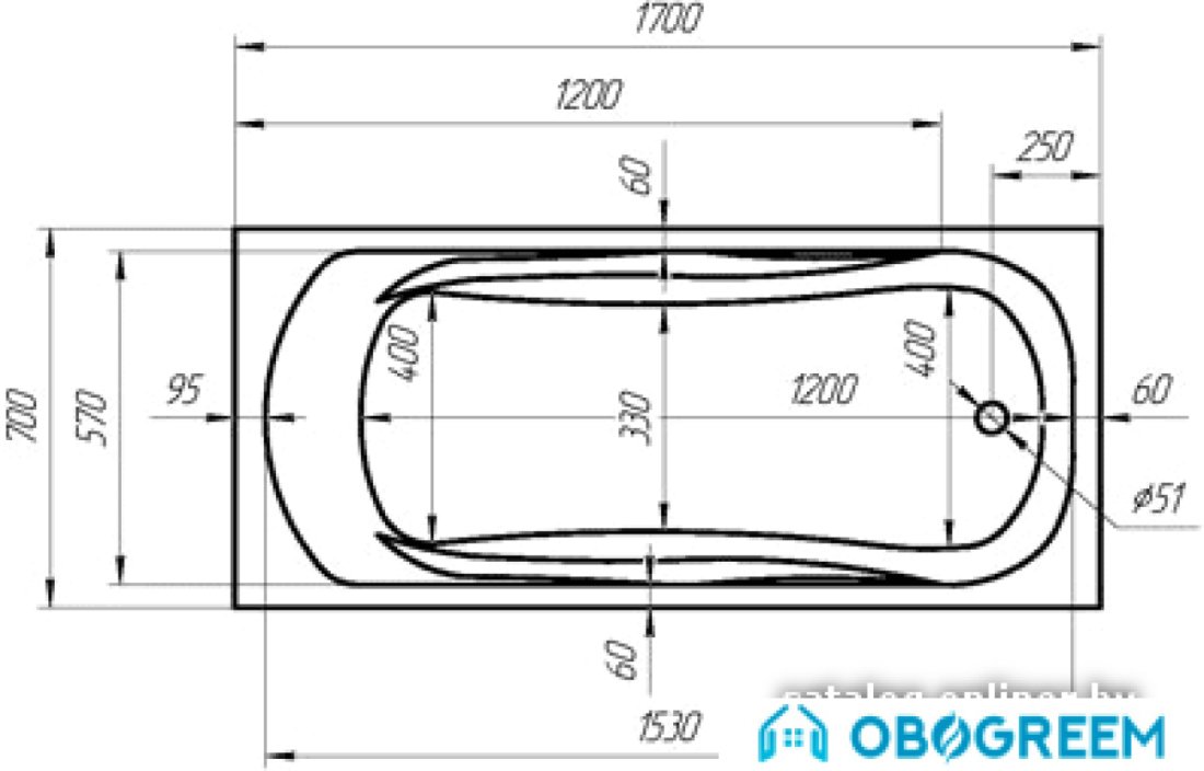 Ванна 1Марка Classic 130x70