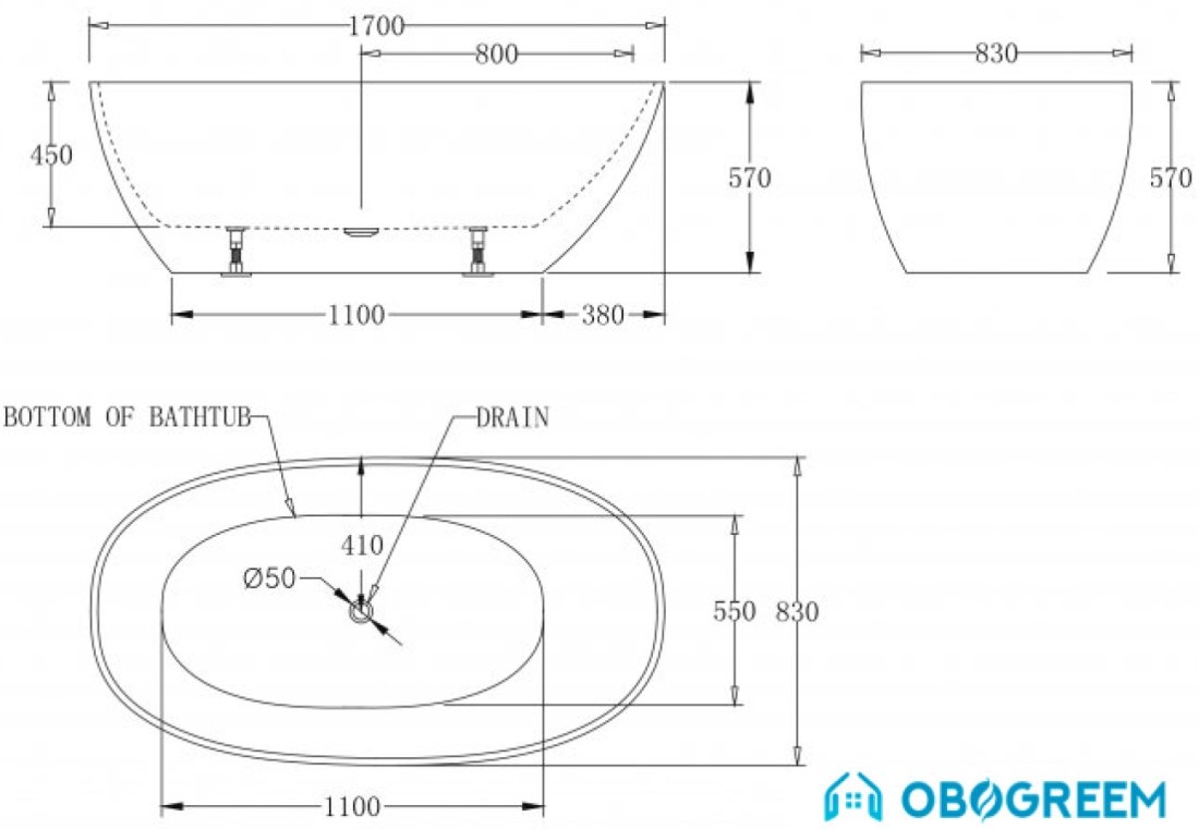 Ванна BelBagno BB80 170х83