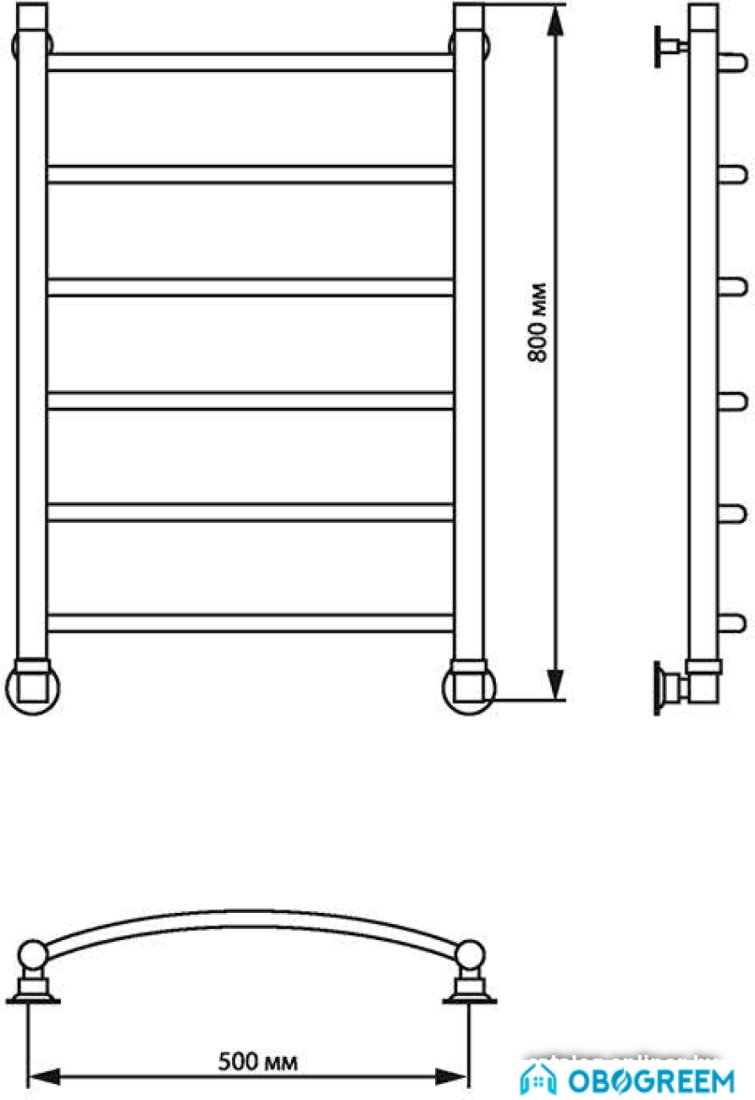 Полотенцесушитель Luxon R 80x50 (нижнее подключение)