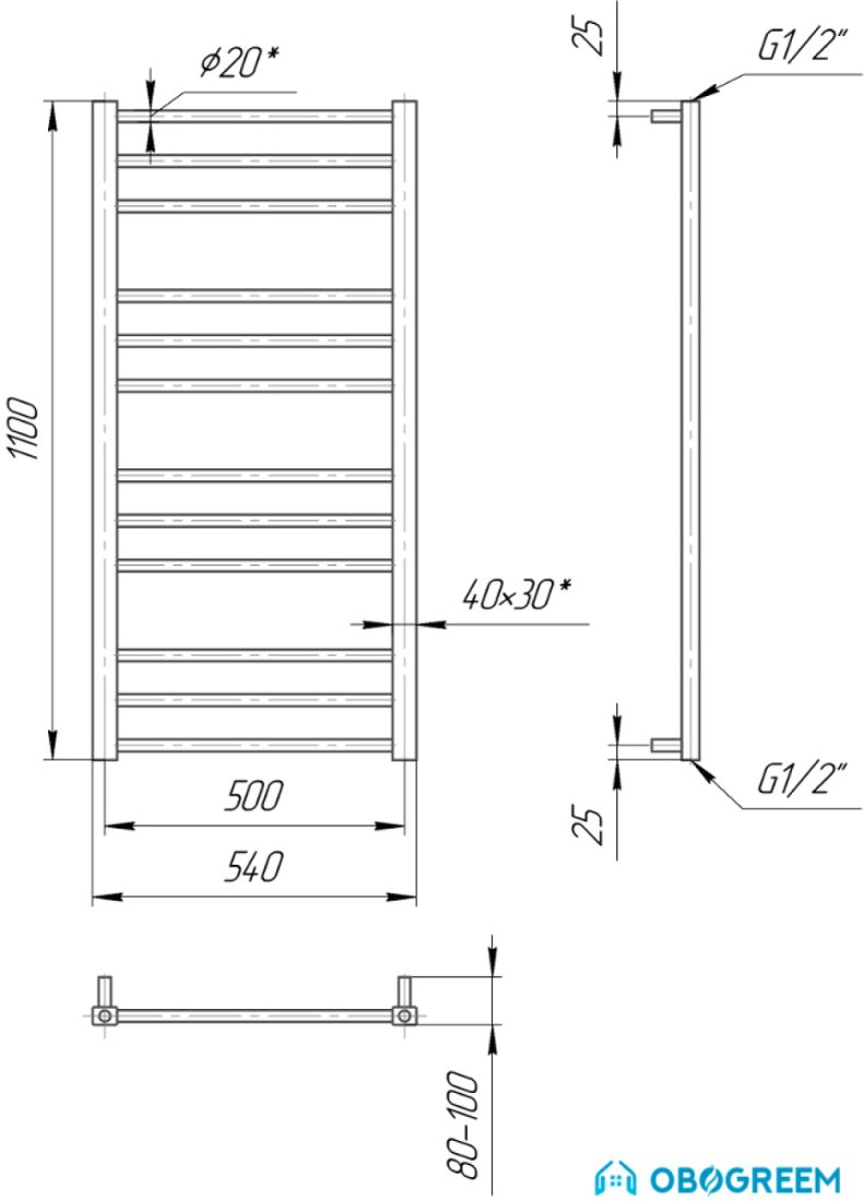Полотенцесушитель Марио Премиум Классик 110x54